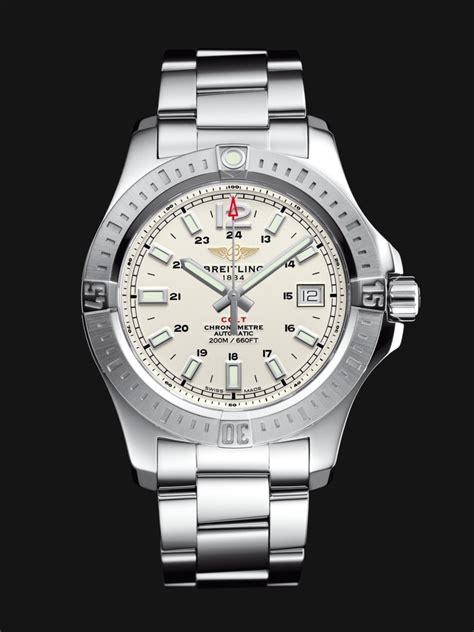 breitling colt automatic 41 vs 44|breitling colt 41 silver dial.